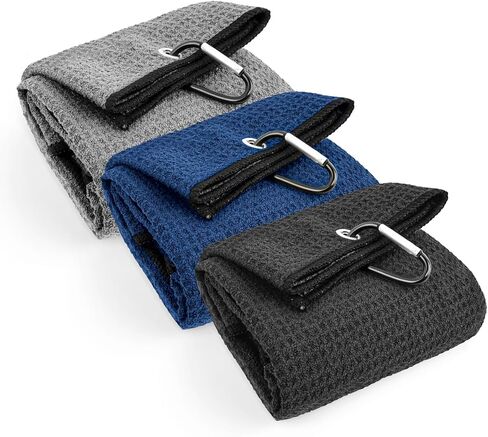 3 Pack Golf Towel with Carabiner Clips,16 x 16 Inches Microfiber Waffle Cleaning Towels for Golf Club(Small) in Saudi Arabia