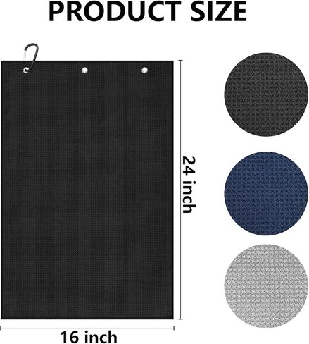 3 Pack Golf Towel with Carabiner Clips,16 x 16 Inches Microfiber Waffle Cleaning Towels for Golf Club(Small) in Saudi Arabia