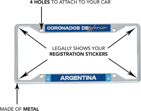 إكسسوارات السيارات من Desert Cactus Argentine Football Association AFA Argentina Albiceleste لكرة القدم إطار لوحة ترخيص معدني وحامل بطاقات للجزء الأمامي أو الخلفي من السيارة (الإطار - التصميم B) in Saudi Arabia