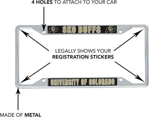 Desert Cactus University of Colorado License Plate Frame Buffaloes CU Buffs Holder for Front or Back of Car Metal Car Tag Holder Officially Licensed (Slogan 1) in Saudi Arabia
