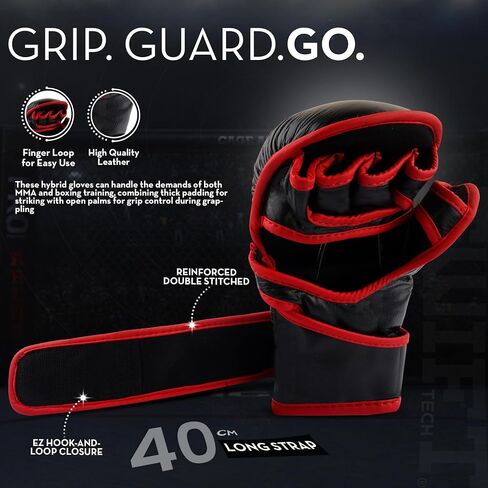 SwiftTechSports Premium MMA Gloves – Pro-Grade Leather Gloves for Men and Women with Wrist Support. Training, Sparring, Grappling, Boxing, Muay Thai, Kickboxing, and All Combat Sports. in Saudi Arabia