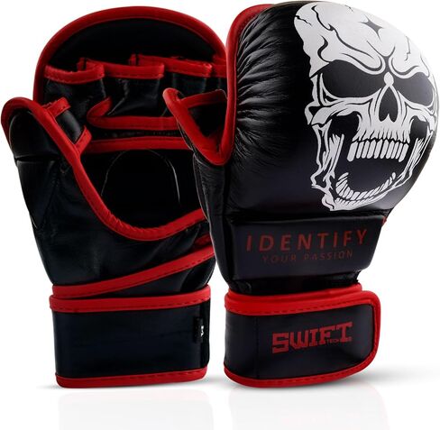 SwiftTechSports Premium MMA Gloves – Pro-Grade Leather Gloves for Men and Women with Wrist Support. Training, Sparring, Grappling, Boxing, Muay Thai, Kickboxing, and All Combat Sports. in Saudi Arabia