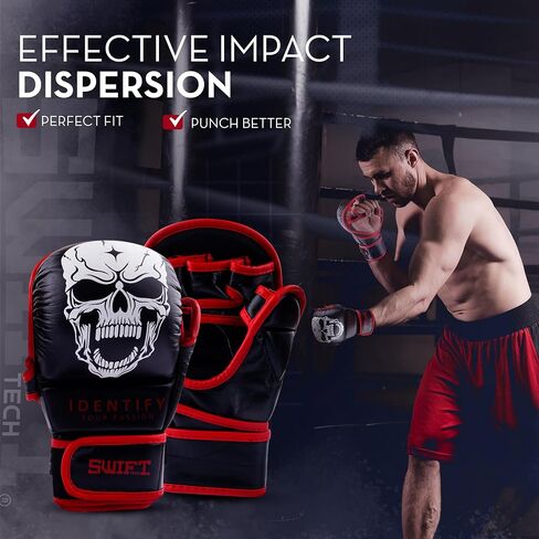 SwiftTechSports Premium MMA Gloves – Pro-Grade Leather Gloves for Men and Women with Wrist Support. Training, Sparring, Grappling, Boxing, Muay Thai, Kickboxing, and All Combat Sports. in Saudi Arabia
