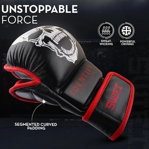 SwiftTechSports Premium MMA Gloves – Pro-Grade Leather Gloves for Men and Women with Wrist Support. Training, Sparring, Grappling, Boxing, Muay Thai, Kickboxing, and All Combat Sports. in Saudi Arabia
