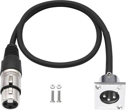 MayWILLA D نوع XLR كابل، D-نوع XLR 3Pin أنثى لوحة جبل إلى الذكور تمر عبر كابل موصل لأجهزة الصوت، صندوق المسرح، لوحة التصحيح XLR، صندوق الأرضية-60 سم in Saudi Arabia