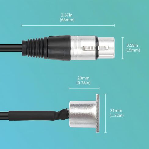 MayWILLA D نوع XLR كابل، D-نوع XLR 3Pin أنثى لوحة جبل إلى الذكور تمر عبر كابل موصل لأجهزة الصوت، صندوق المسرح، لوحة التصحيح XLR، صندوق الأرضية-60 سم in Saudi Arabia