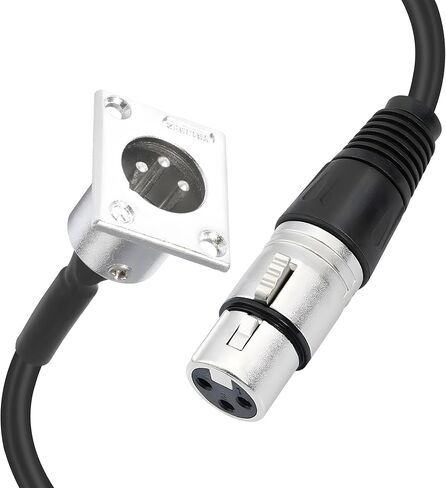 MayWILLA D نوع XLR كابل، D-نوع XLR 3Pin أنثى لوحة جبل إلى الذكور تمر عبر كابل موصل لأجهزة الصوت، صندوق المسرح، لوحة التصحيح XLR، صندوق الأرضية-60 سم in Saudi Arabia