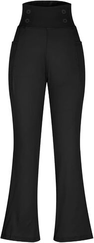 Fleece Lined Bootcut Yoga Pants with Pockets for Women Winter Thermal Bootleg Pant High Waisted Workout Flare Leggings in Saudi Arabia