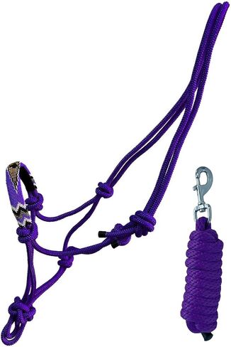 Nylon Horse Size Cowboy Knot Rope Halter with Beaded Cross Nose and Removable Lead in Saudi Arabia