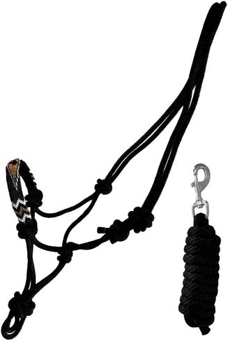 Nylon Horse Size Cowboy Knot Rope Halter with Beaded Cross Nose and Removable Lead in Saudi Arabia