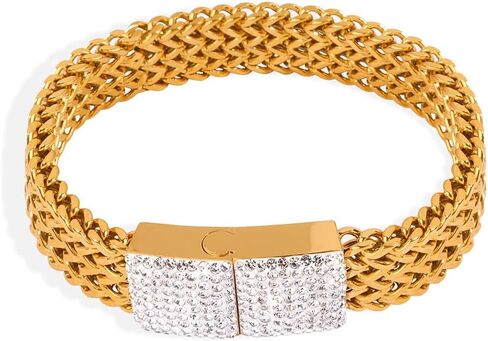 Ladies' gold bracelet with perfect 18K gold inlay of moissanite and diamonds, combining modern style with high-end birthday gifts in Saudi Arabia