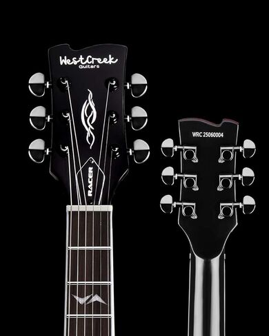 WestCreek RACER Solid Body Electric Guitar, SG guitar, Rounded End Frets, Bone nut, Rosewood Fingerboard, Mahogany Body (Black-Red Stripe) in Kuwait