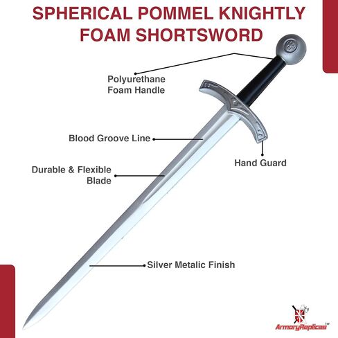 مجموعة سيوف Armory Replicas™ Spherical Pommel Knightly Foam Sword - شفرات إسفنجية عالية الكثافة مرسومة يدويًا مع غمد من النايلون in Saudi Arabia