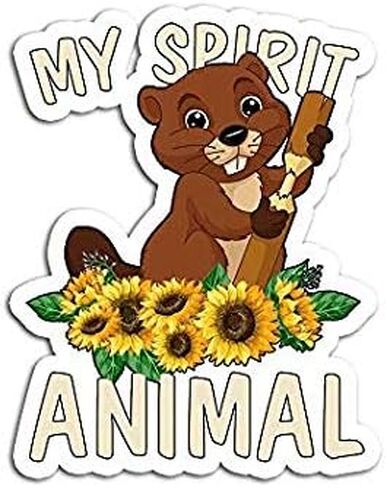 My Spirit Animal is Beaver Funny Floral - ملصق رسم - تلقائي، جدار، كمبيوتر محمول، خلية، ملصق شاحنة للنوافذ، السيارات، الشاحنات in Saudi Arabia
