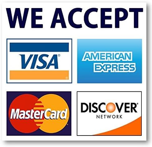 نحن نقبل بطاقات الائتمان AmEx Visa MasterCard Discover الشارات علامة الشعار للمتاجر والشركات (3.5 بوصة × 3.5 بوصة) in Saudi Arabia