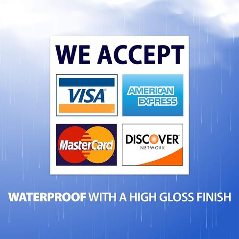 نحن نقبل بطاقات الائتمان AmEx Visa MasterCard Discover الشارات علامة الشعار للمتاجر والشركات (3.5 بوصة × 3.5 بوصة) in Saudi Arabia