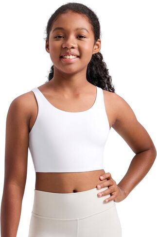 حمالة صدر رياضية طويلة من CRZ YOGA للفتيات - ملابس رياضية لليوجا كاجوال برقبة واسعة وظهر على شكل حرف U مبطنة للأطفال في سن المراهقة in Saudi Arabia