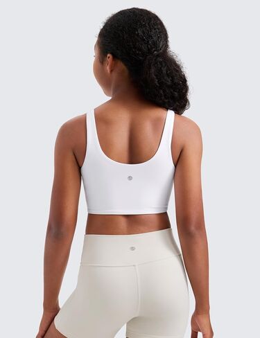 حمالة صدر رياضية طويلة من CRZ YOGA للفتيات - ملابس رياضية لليوجا كاجوال برقبة واسعة وظهر على شكل حرف U مبطنة للأطفال في سن المراهقة in Saudi Arabia
