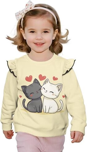 WELLFLYHOM Girls Shirts Top 1-8T Crewneck Long Sleeve Sweatshirt Graphic Drop Shoulder Top for Fall Winter Spring in Saudi Arabia