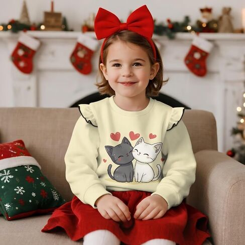 WELLFLYHOM Girls Shirts Top 1-8T Crewneck Long Sleeve Sweatshirt Graphic Drop Shoulder Top for Fall Winter Spring in Saudi Arabia