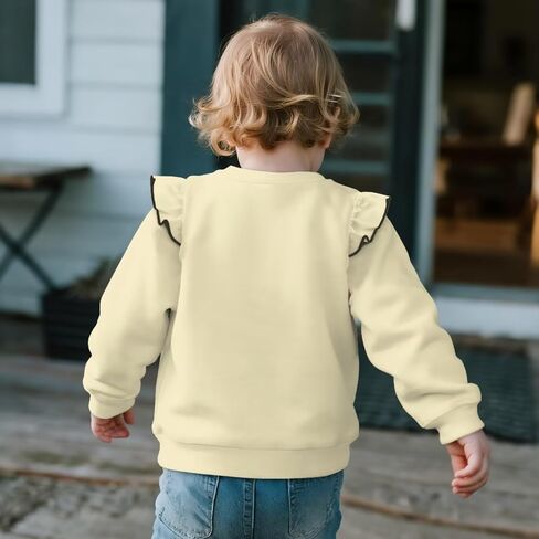 WELLFLYHOM Girls Shirts Top 1-8T Crewneck Long Sleeve Sweatshirt Graphic Drop Shoulder Top for Fall Winter Spring in Saudi Arabia