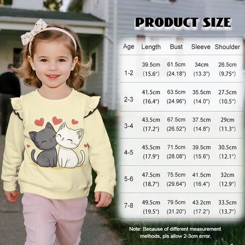 WELLFLYHOM Girls Shirts Top 1-8T Crewneck Long Sleeve Sweatshirt Graphic Drop Shoulder Top for Fall Winter Spring in Saudi Arabia