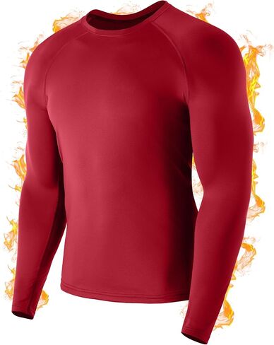 Men's Thermal Compression Shirt, Long Sleeve Fleece Lined Workout Shirts Winter Cold Weather Athletic Base Layer Top in Saudi Arabia
