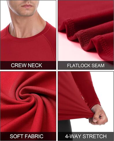 Men's Thermal Compression Shirt, Long Sleeve Fleece Lined Workout Shirts Winter Cold Weather Athletic Base Layer Top in Saudi Arabia