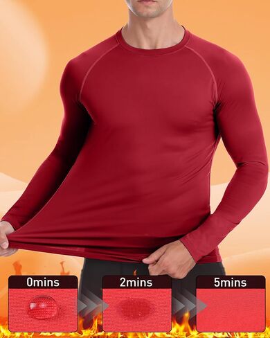 Men's Thermal Compression Shirt, Long Sleeve Fleece Lined Workout Shirts Winter Cold Weather Athletic Base Layer Top in Saudi Arabia