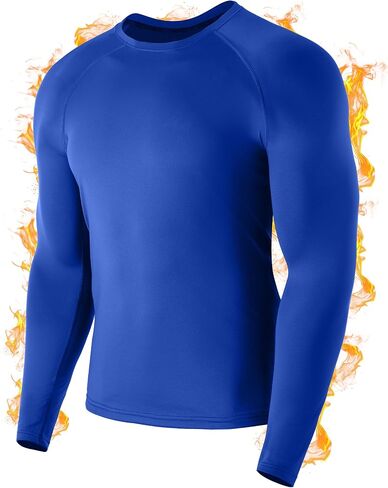 Men's Thermal Compression Shirt, Long Sleeve Fleece Lined Workout Shirts Winter Cold Weather Athletic Base Layer Top in Saudi Arabia