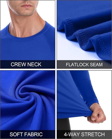 Men's Thermal Compression Shirt, Long Sleeve Fleece Lined Workout Shirts Winter Cold Weather Athletic Base Layer Top in Saudi Arabia
