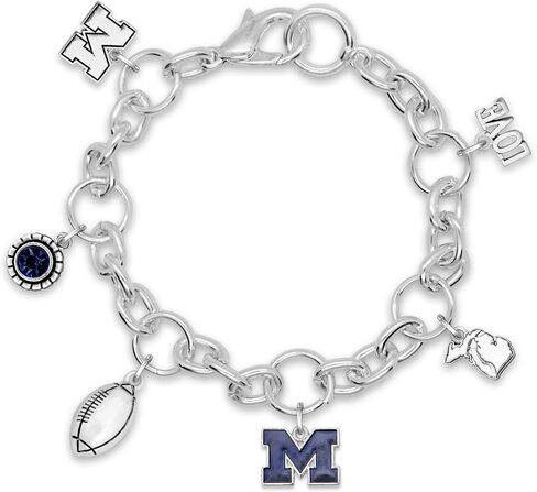 From the Heart Michigan Wolverines Mabel Charm Bracelet with State Love Football Team Logo and Crystal Charms Jewelry Licensed UM in Saudi Arabia