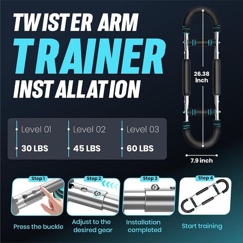 Chest Workout Equipment - Twister Arm Trainer, 30/45/60LB Fitness Equipment, Home Gym Accessories for Men & Women, Forearm Strengthener at Home Workout Equipment in Saudi Arabia