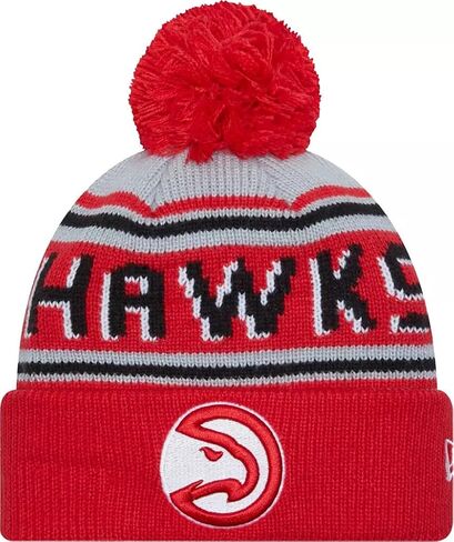 New Era Sport Cuffed Wordmark Cheer Beanie Hat with Pom - NBA Raised Cuff Knit Toque Cap in Saudi Arabia