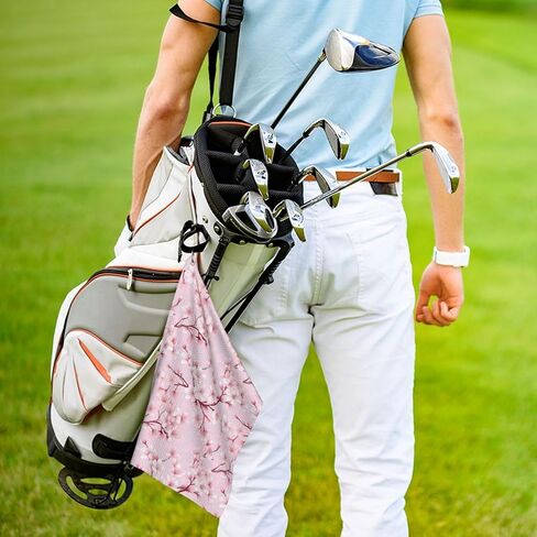 منشفة جولف مموهة من الألياف الدقيقة مع مشبك حلقة تسلق، قطعة قماش تنظيف مضحكة لكرات الجولف والنوادي، هدية للنساء والرجال، ولاعبي الجولف، والأب، والجد، وإكسسوارات الحقائب مقاس 40.64 سم × 60.96 سم - وردي مموه in Kuwait