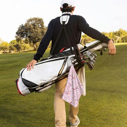 منشفة جولف مموهة من الألياف الدقيقة مع مشبك حلقة تسلق، قطعة قماش تنظيف مضحكة لكرات الجولف والنوادي، هدية للنساء والرجال، ولاعبي الجولف، والأب، والجد، وإكسسوارات الحقائب مقاس 40.64 سم × 60.96 سم - وردي مموه in Kuwait