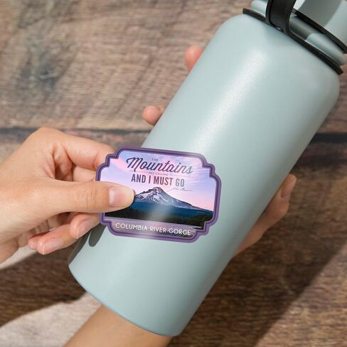 Die Cut Sticker Columbia River Gorge, Oregon and Washington, Purple Sunset and Peak, Muir Quote Vinyl Sticker, (Waterproof Decal for Cars, Water Bottles, Laptops, Coolers), Small in Saudi Arabia