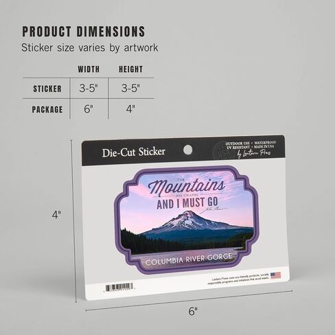 Die Cut Sticker Columbia River Gorge, Oregon and Washington, Purple Sunset and Peak, Muir Quote Vinyl Sticker, (Waterproof Decal for Cars, Water Bottles, Laptops, Coolers), Small in Saudi Arabia