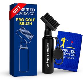 مجموعة أدوات تنظيف نادي الجولف من إنسبايرد ليفينج - فرشاة نادي الجولف الممتازة مع منظف الأخدود ومنشفة الجولف المصنوعة من الألياف الدقيقة - مجموعة تنظيف نادي الجولف للرجال - أداة فرشاة الجولف الأساسية وهدية الجولف للاعبي الجولف in Kuwait