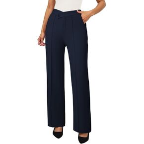Pink Queen Womens Crossover Dressy Pants Business Casual Work Pants High Waist Pull On Trousers Office Slack in Saudi Arabia