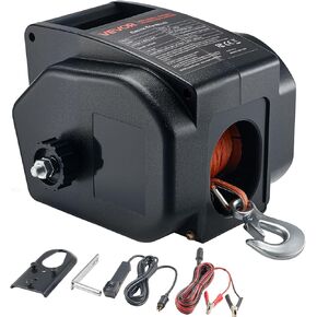 VEVOR Electric Boat Winch, 12V DC 300W, Reversible Electric Trailer Winch for Boats Up to 2000 lbs, Power-in, Power-Out, and Freewheel Operations for Boats with Wired Remote Control & Hand Crank in Kuwait