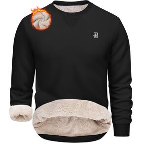 Runhit Men's Crewneck Sweatshirt - Warm Sherpa Lined Fleece Sweatshirts Long Sleeve Thermal Pullover Shirt for Winter in Kuwait