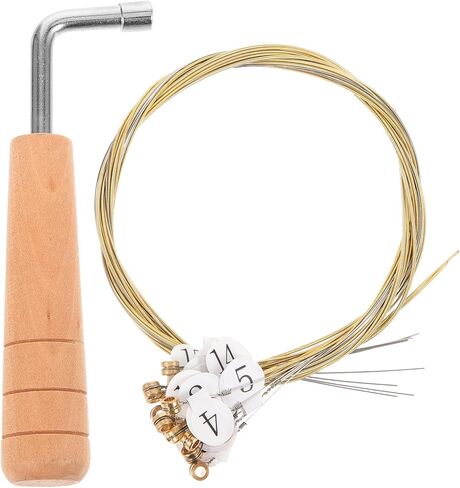 1Set Metal Lyre Harp Strings with Tuning Wrench Sturdy Structure Labeled for Easy Installation Crisp Sound Compatible with Musical String Instruments for Musicians in Saudi Arabia