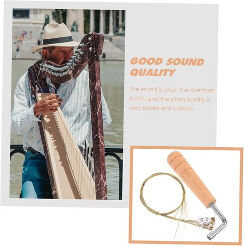 1Set Metal Lyre Harp Strings with Tuning Wrench Sturdy Structure Labeled for Easy Installation Crisp Sound Compatible with Musical String Instruments for Musicians in Saudi Arabia