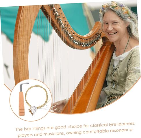 1Set Metal Lyre Harp Strings with Tuning Wrench Sturdy Structure Labeled for Easy Installation Crisp Sound Compatible with Musical String Instruments for Musicians in Saudi Arabia