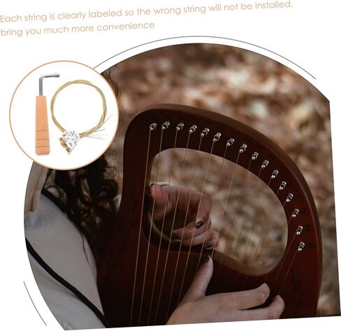 1Set Metal Lyre Harp Strings with Tuning Wrench Sturdy Structure Labeled for Easy Installation Crisp Sound Compatible with Musical String Instruments for Musicians in Saudi Arabia