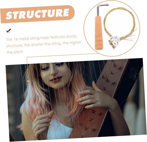 1Set Metal Lyre Harp Strings with Tuning Wrench Sturdy Structure Labeled for Easy Installation Crisp Sound Compatible with Musical String Instruments for Musicians in Saudi Arabia