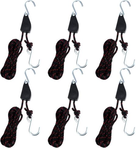 6 Pack Kayak Rope Tie Downs Ratchet Straps, 1/4" x 11.8ft Kayak-Ratchet-Ties Downs Canoe Bow and Stern Ties Down Straps, Heavy Duty Adjustable Rope Clip Tie Down Kayak and Canoe Accessories in Saudi Arabia