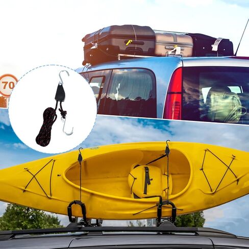 6 Pack Kayak Rope Tie Downs Ratchet Straps, 1/4" x 11.8ft Kayak-Ratchet-Ties Downs Canoe Bow and Stern Ties Down Straps, Heavy Duty Adjustable Rope Clip Tie Down Kayak and Canoe Accessories in Saudi Arabia