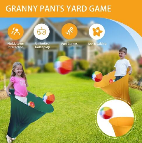 مجموعات ألعاب Granny Pants Yard (قطعتان)، ألعاب Granny Pants في الهواء الطلق للبالغين والعائلة، ألعاب يوم الحفلات مع 12 كرة نطاطة، المزيد من الكرات للشاطئ في الفناء الخلفي in Saudi Arabia